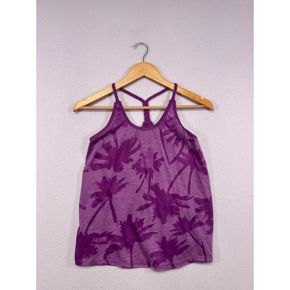 Beach Tropical rue21 Women Medium Purple Palm Tree Braided Racerback Tank Top